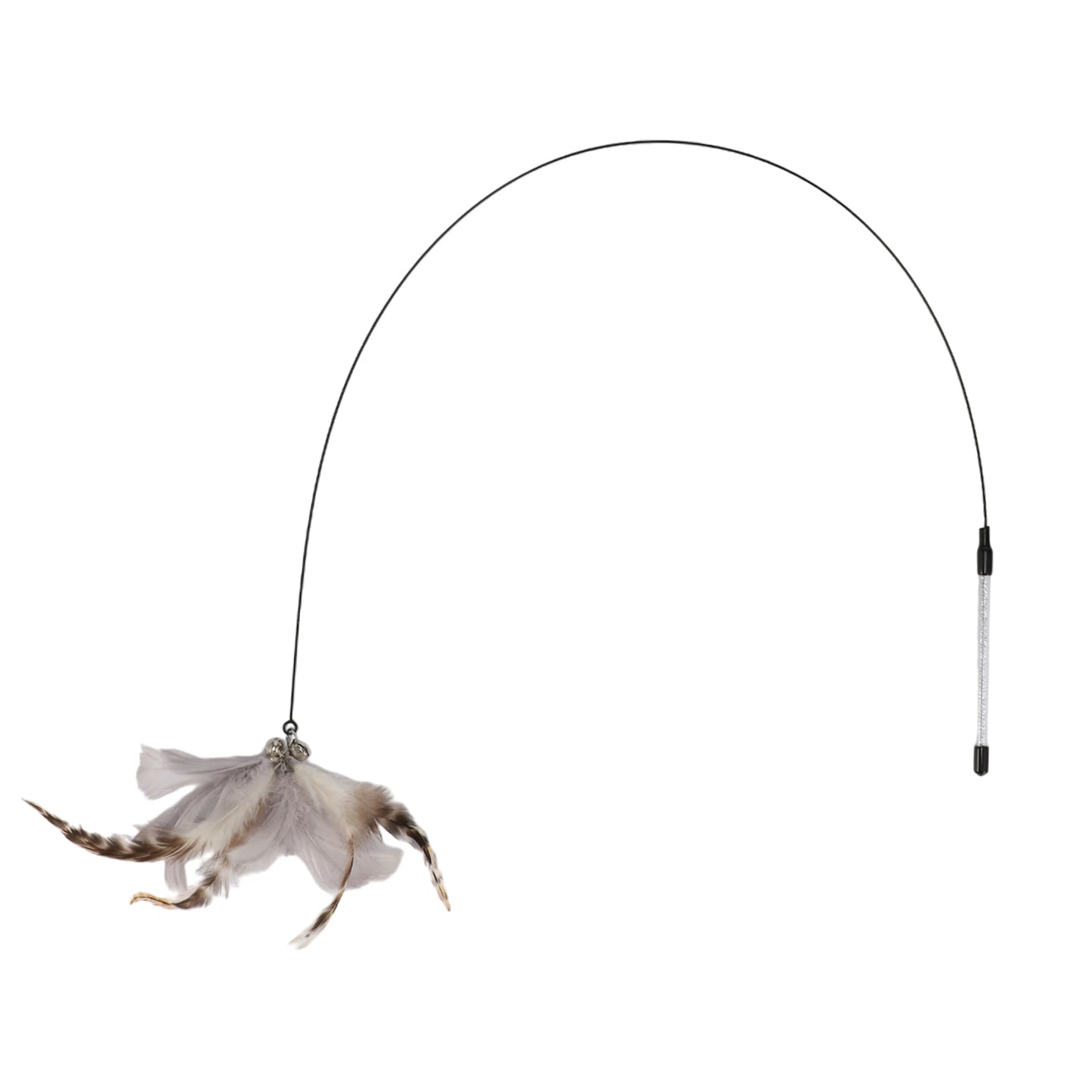Uxcell Handheld Cat Teaser with Bell Fluffy Plume Teasing Sticks Flexible Fishing Rod Toy Indoor Scratching Pet Supplies