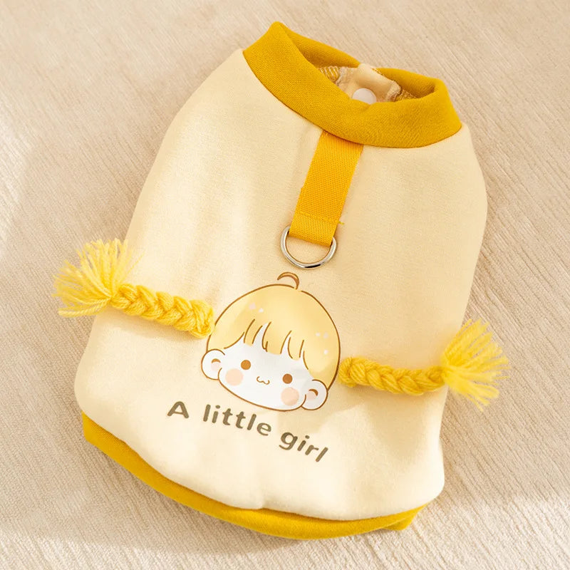 2024 Dog Clothes Cute Dog Hoodies Thin Autumn Winter Dog Coat with D-Ring Striped Print Puppy Sweatshirt Cat Jacket Pet Apparel