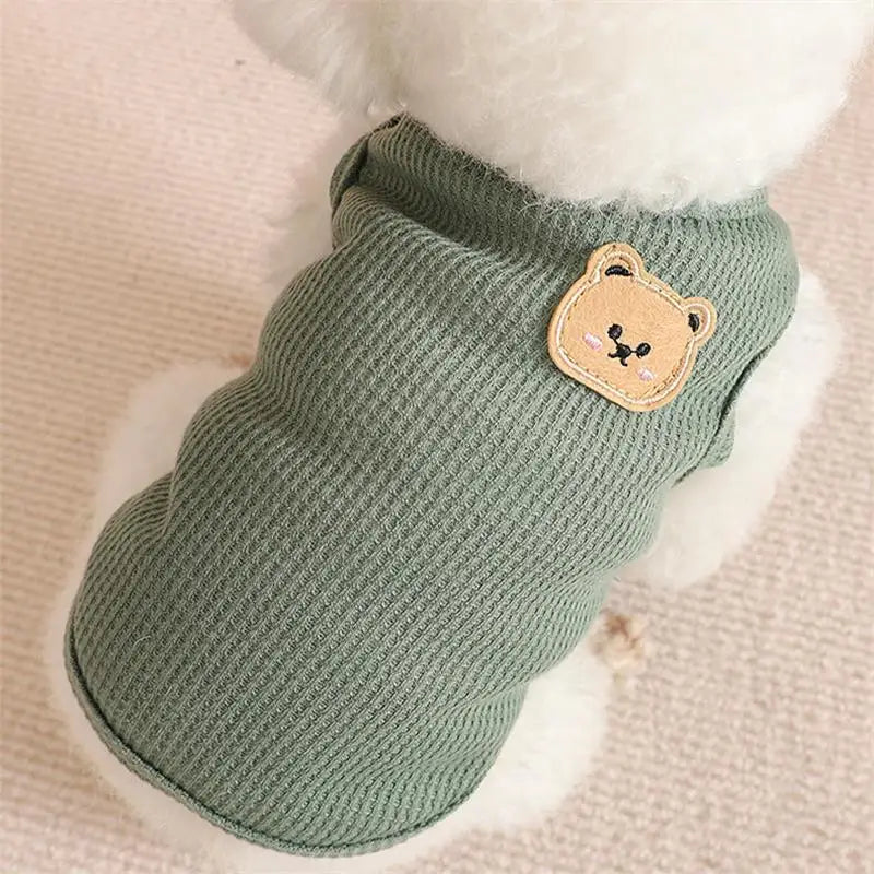 1pc Green Bear Vest Pet Dog Clothes Cat Solid T-shirt Clothing Dogs Thin Small Fashion Chihuahua Summer Breathable