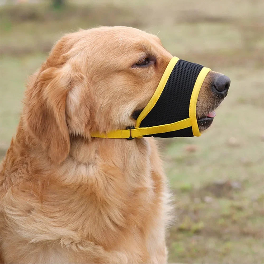 Adjustable Anti Bark Bite Mesh Muzzle for Dogs Pet Mouth Muzzle Stop Chewing for Puppies Nylon Belt Dog Accessories Pet Products