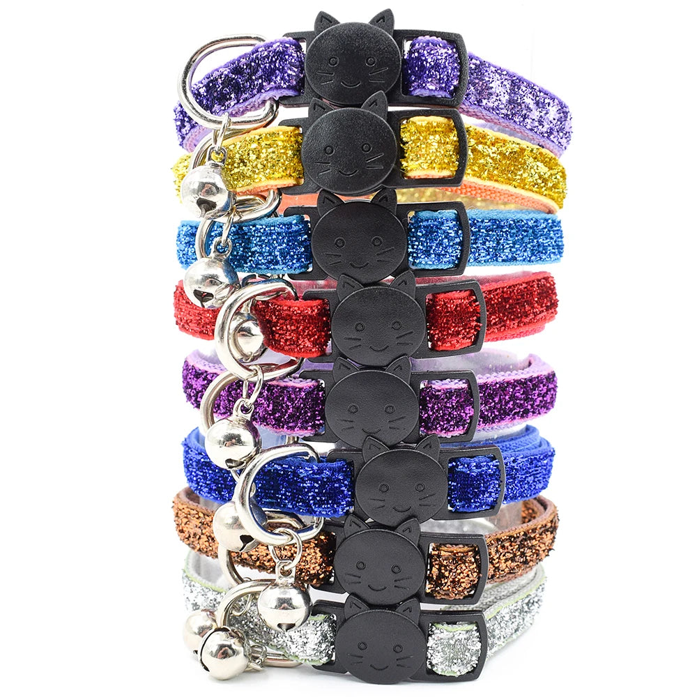 Celebrating Christmas, suitable for cats with bells, cat face safety buckle, nylon collar, pet cat collar, one piece