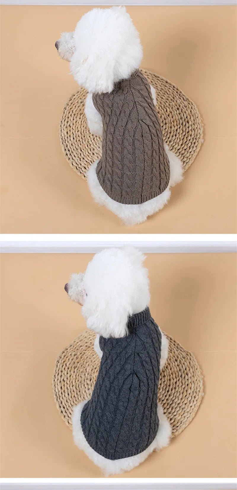 Teddy Bear Small Dog Clothes Solid Color Warm Winter Sweaters for Cats Lightweight Knitting Vest Leisure Outdoor Pet Overalls