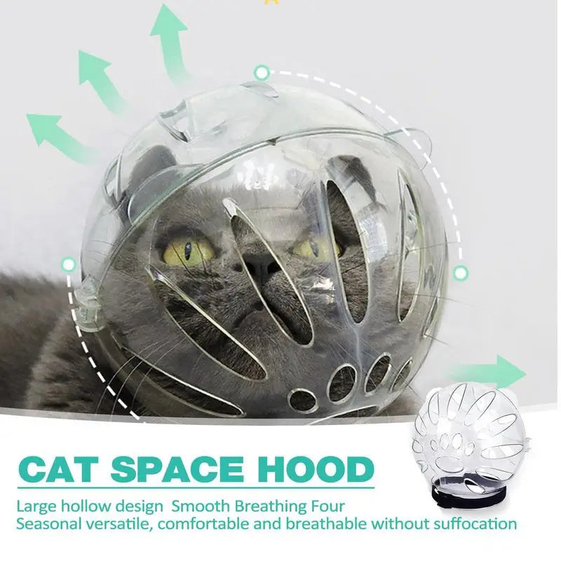 Transparent Cat Muzzle Anti Bite Transparent Cat Head Cover Breathable Clear Pet Accessories With Magical Sticker Cat Bubble Muz