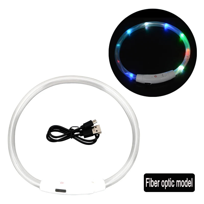 4 Modes Dog Luminou Charge Collar Led Usb Cat Silicone Colorful Collar Detachable Night Glow Pet Loss Prevention Dog Accessories