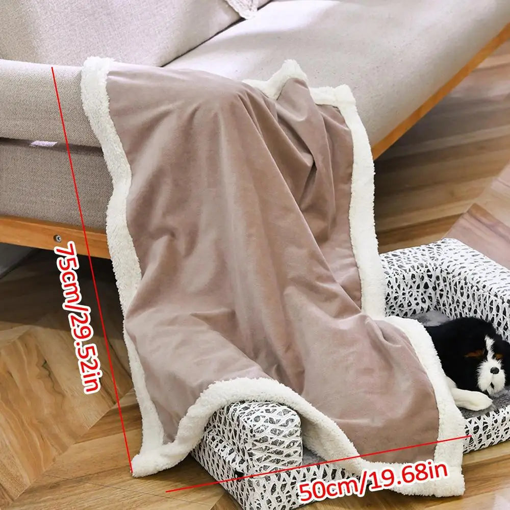 Waterproof Blanket For Dogs Double Layer Thickened Warm Washable Dog Blankets Short Plush Cover Blanket Four Seasons General For