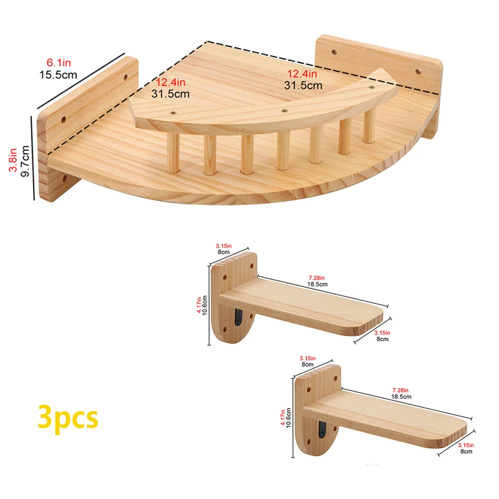 Cat Hammock Wall Mounted Wooden Scratcher Cat Climbing Shelves Kitty Beds Perches Stable Cats Wall Shelves For Sleeping Playing