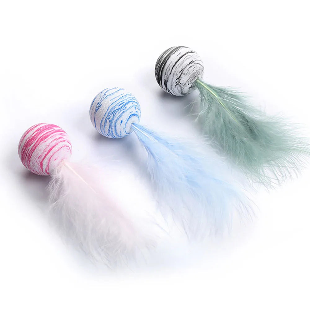 Cat Feather Toy Funny Foam Star Ball Feather Toy for Kitten Funny Cat Toy Throwing Toys Interactive Puppy Kitty Toy Pet Supplies