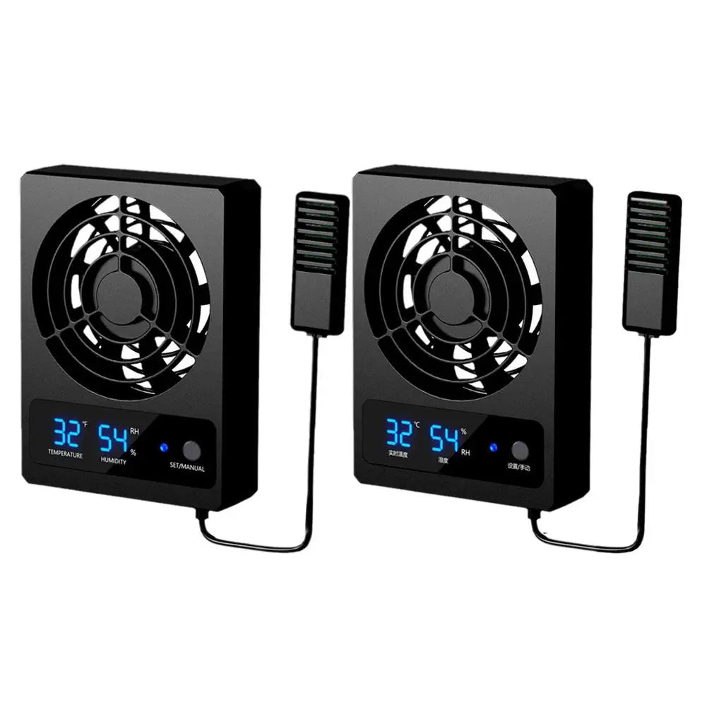 Smart Cooling Fan For Reptile Tank With LED Display Ventilation Fan For Reptile Enclosure Dehumidifier For Rainforest Terra X2J2