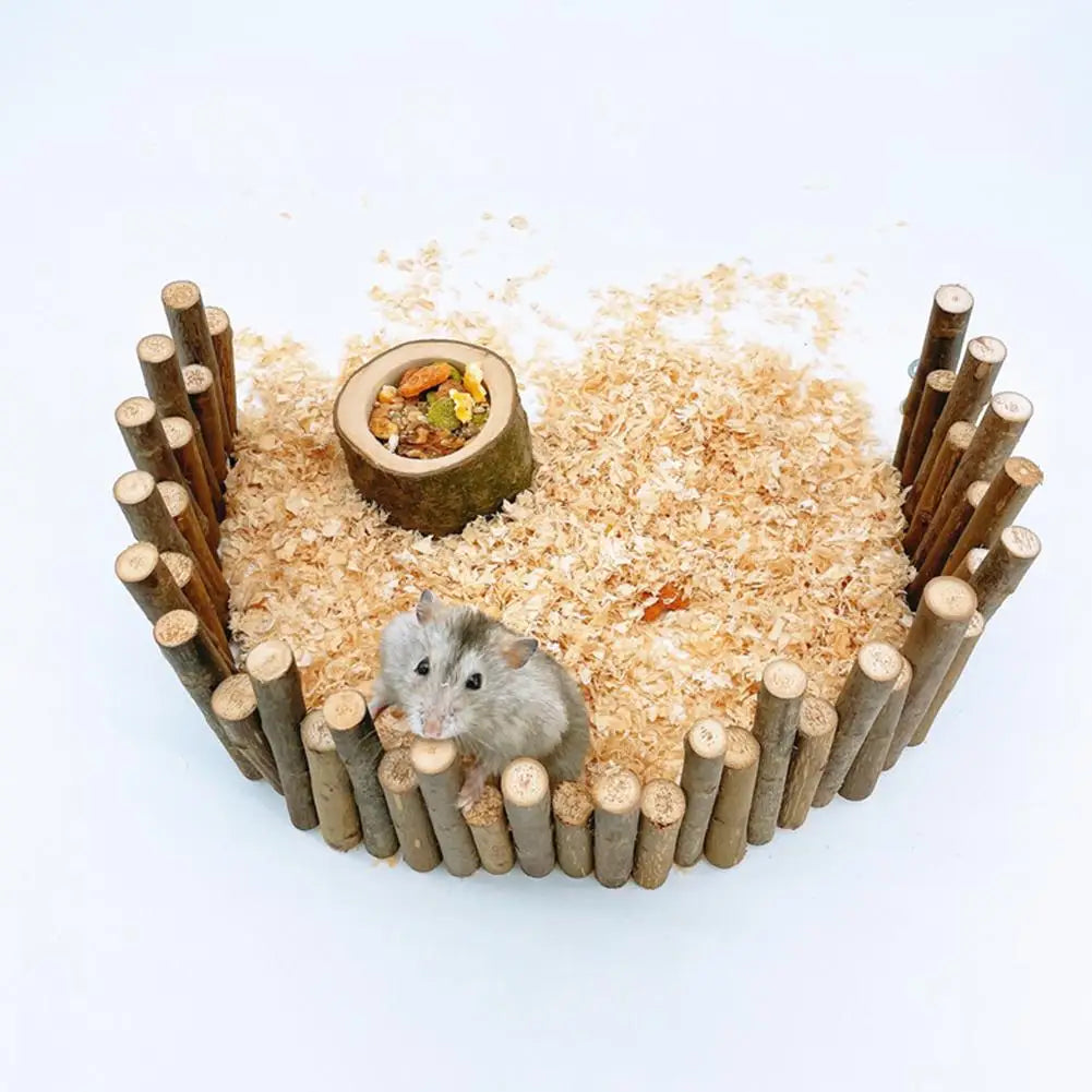 52cm Hamster Toy Fence Hedgehog Hiding House Small Pet Pet High And Low Cage Wooden Arch Bridge Hamster Play Area Wear-resistant