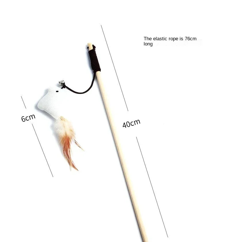 1PC Teaser Feather Toys Kitten Funny Colorful Rod Cat Wand Toys Wood Pet Cat Toys Interactive Stick Pet Cat Supplies