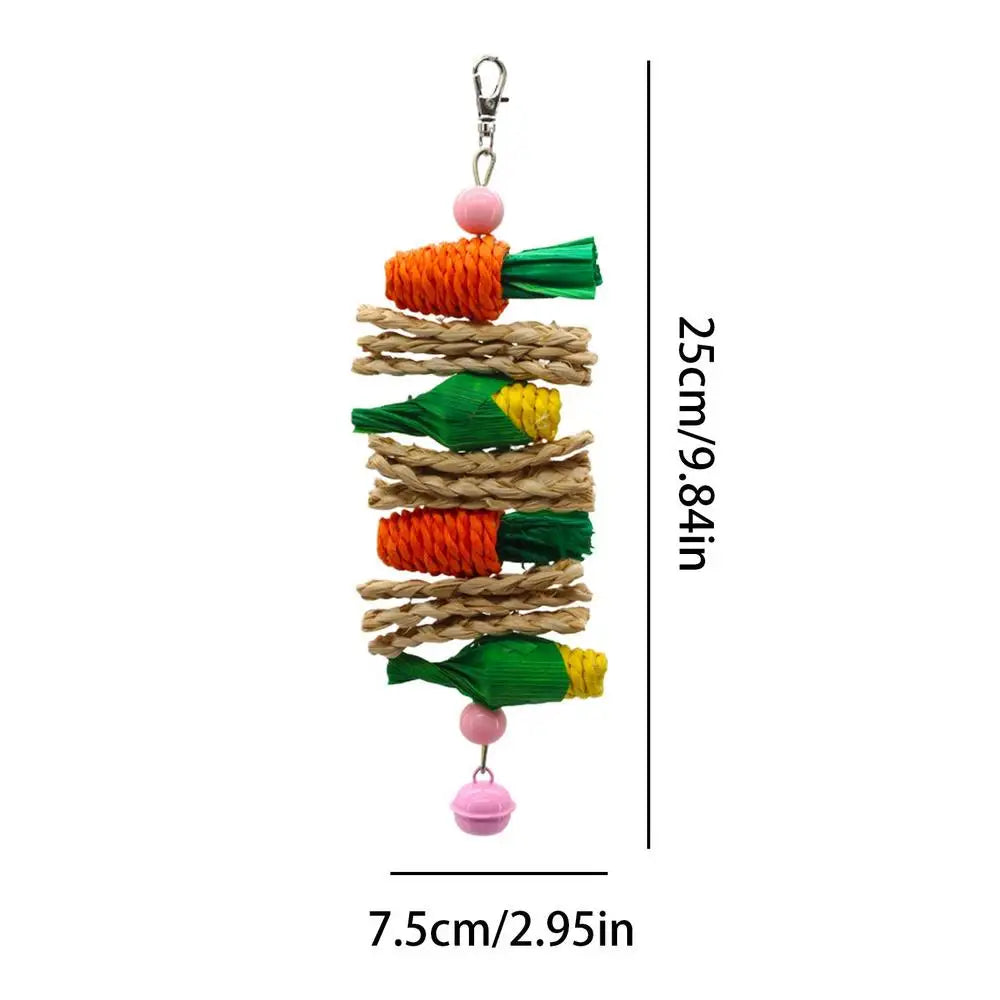 Bird Chew Toys Parrot Teething Toy Cuttlefish Bone Chewing Toys Braided Carrots Molar Stone Cultivate Foraging Instincts Molar