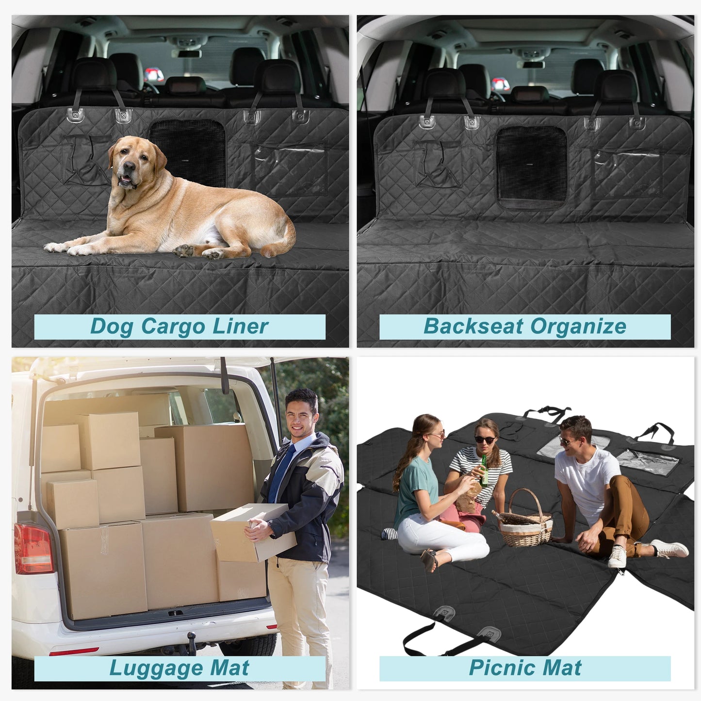 UXCELL Dog Mats Cover for Car Causal Solid Car Seat Cover for Back Seat Waterproof Pet Trunk Mat with Side Flaps