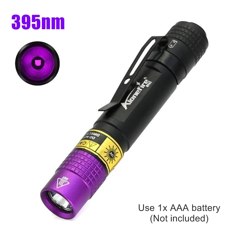 365/395nm Uv Flashlight Blacklight Mini Ultraviolet Torch Money Ore Pet Urine Invisible ink Marker Stain Scorpion Detector Lamp