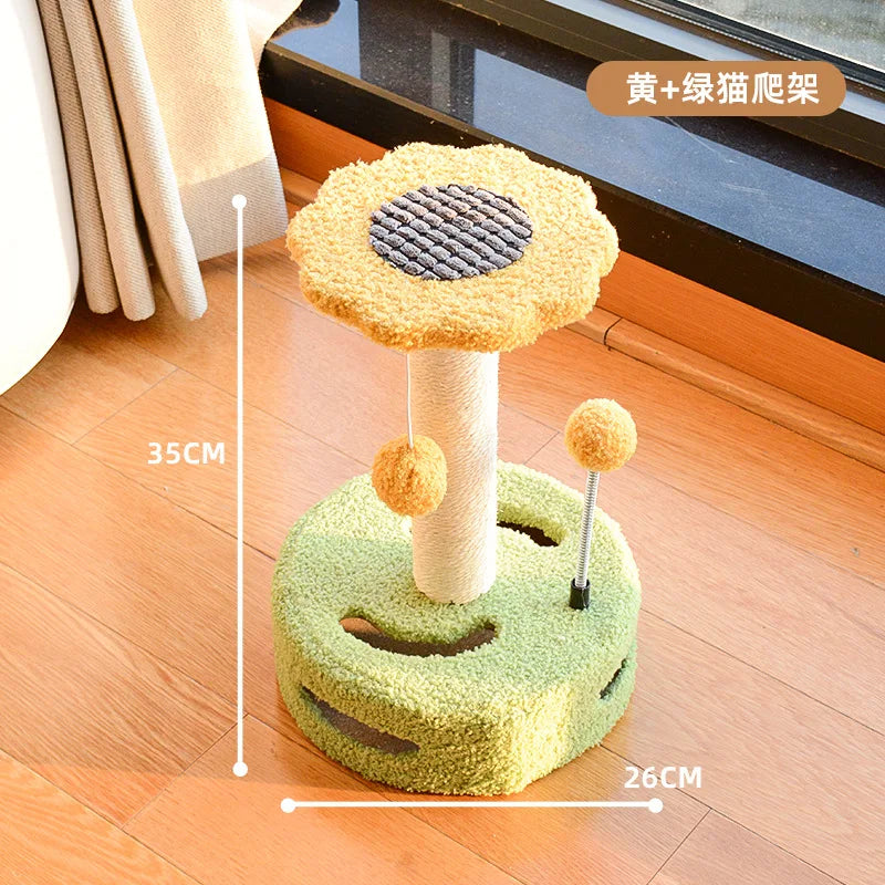 Large Cute Cat Climbing Frame Sustainable Cat Scratching Bed House Made Wood Sisal Paper Plastic Velvet Comes Carton Package