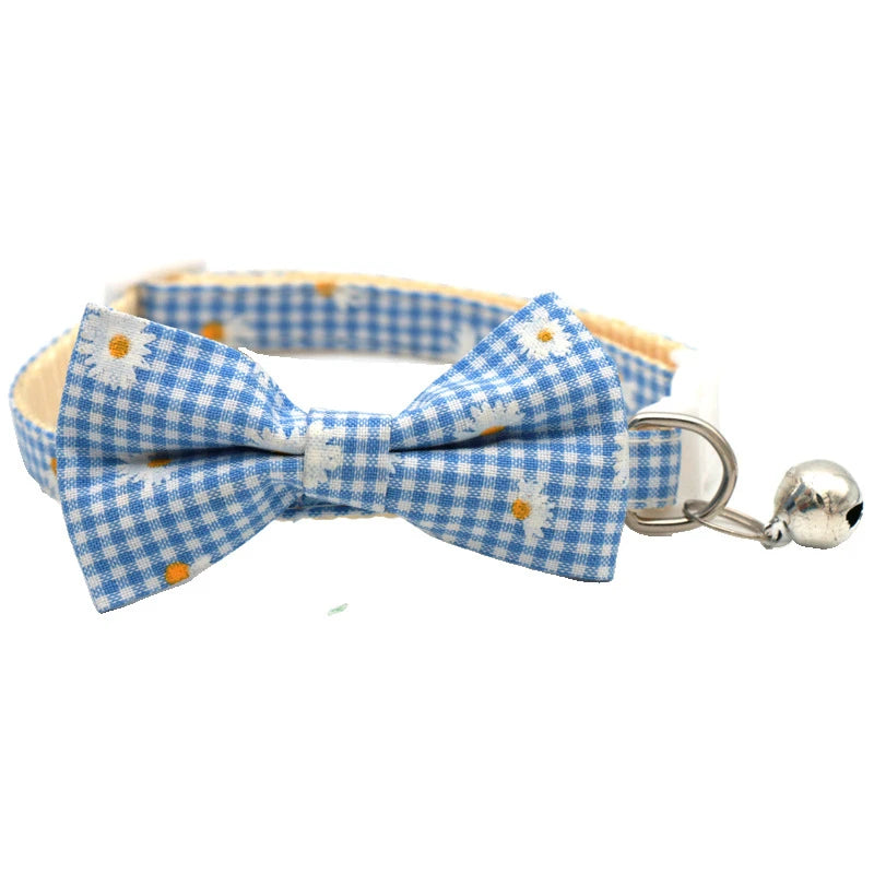 New Deign Floral Pet Dog Collars Adjustable Daisy Christmas Cosplay York Dog Necklace Cute Bow Tie Sphinx Cat Cute Neck Collars