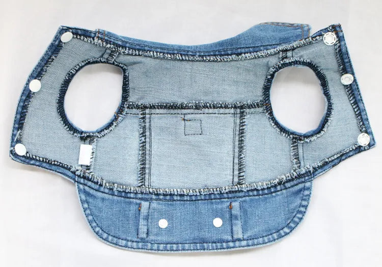 Dark Washed Dog Denim Jacket for Small Medium Dogs, Puppy Sleeveless Jeans Coat with D Ring Chihuahua Yorkie Clothes Pet Apparel