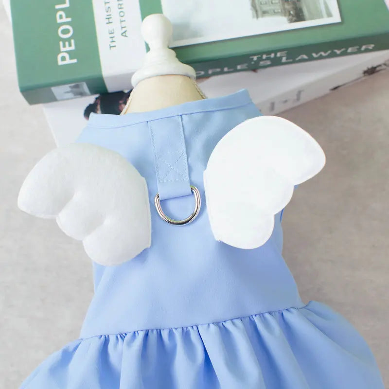 Angel Wings Girls Dog Dress Cat Sundress Puppy Skirt Cute Princess Dress Spring Summer Clothes for Small Dogs Yorkies Chihuahua