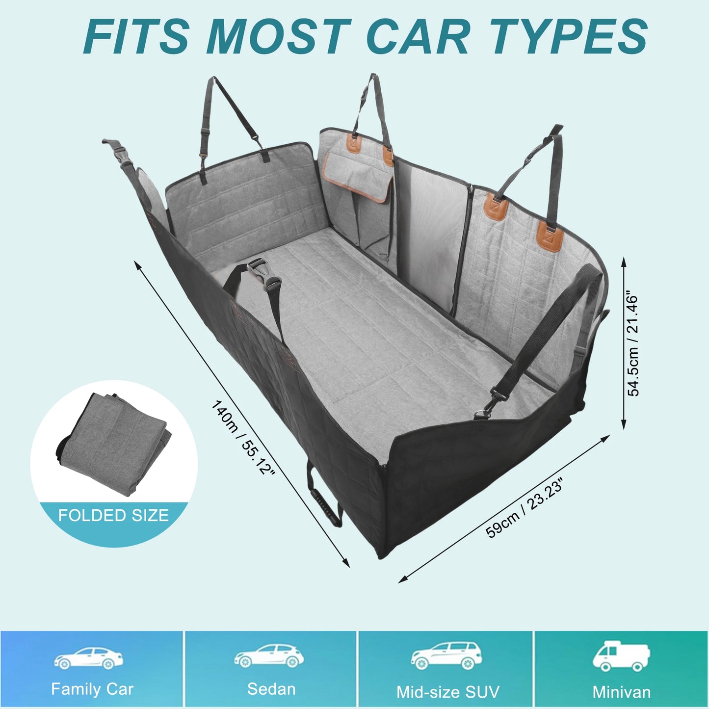 UXCELL Dog Car Seat Cover for Back Seat Waterproof Pet Seat Protector Casual Silod Travel Mats for Dogs Cats