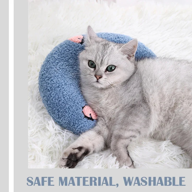 Small Pillow for Pet Cats Dogs Sleeping Mat Neck Guard U-shaped Pillow Soft and Thick Bite Resistant Winter Warm Comfort Pillow