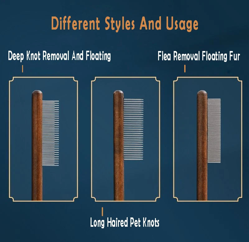 Cat Comb Stainless Steel Pet Hair Remover Wooden Handle Cat Hair Comb Pet Grooming Massage Dog Brush Cleaning Tool Pets Supplies