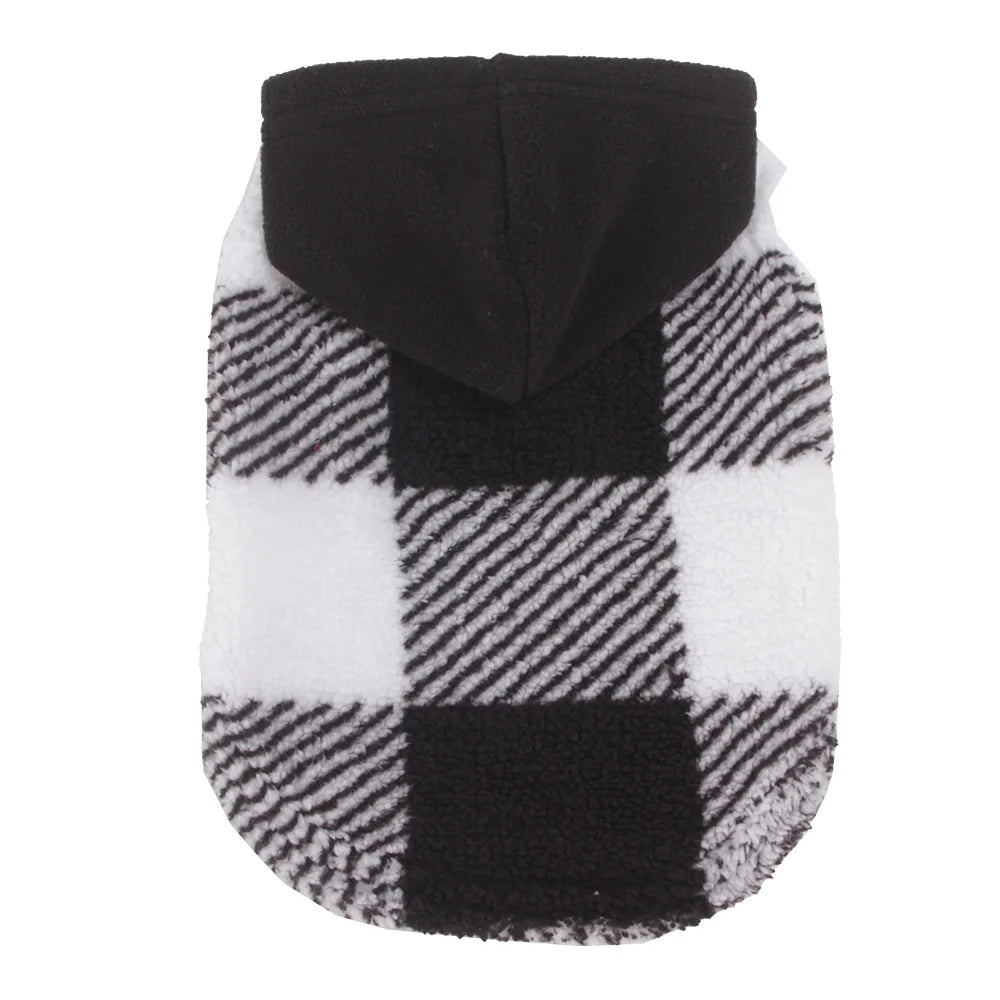 Plaid Dog Hoodie Christmas Pet Clothes Fleece Sweater with Leash Hole for Small Medium Dogs, Soft Winter Warm Dog Sweatshirt
