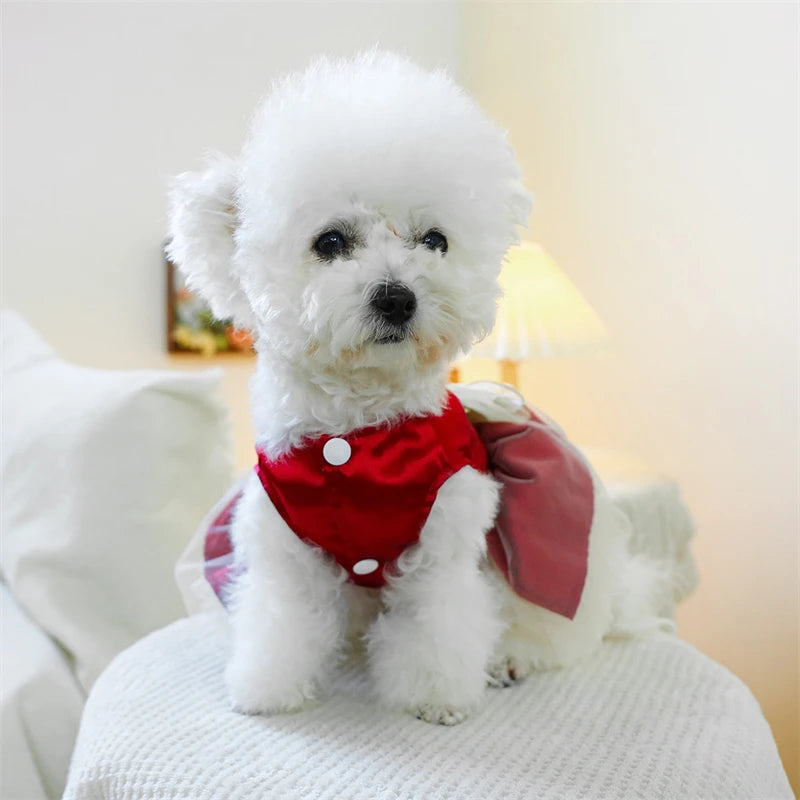 Sweet Princess Female Puppy Summer Clothes Wedding Party Dress for Dogs White Lace French Bulldog Small Medium Pet Cat Clothing