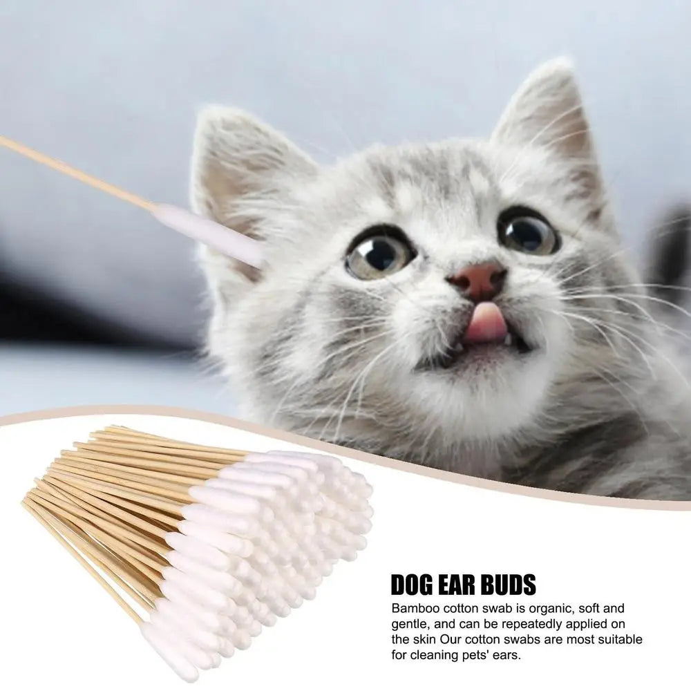 100pcs Pet Dog Ear Cleaner Cotton Buds Dog Ear Cleaner Cotton Swab Sticks Swab Sticks For Cat Pets Cleaning Supplies