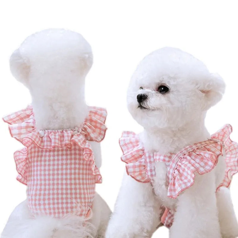 Washable Female Dog Diapers Suspenders Plaid Pet Physiological Pants Dog Shorts for Small Dogs Pet Products Cute Dog Underwear