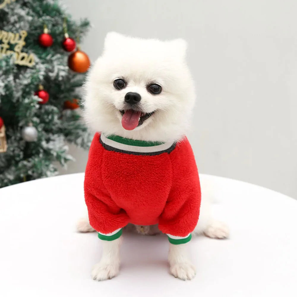 Christmas Dog Clothes Hoodie Pet Dog Sweater Flannel Antlers Scarf Winter Warm Small Dog Outfit Cat Hooded Clothing Costume Coat
