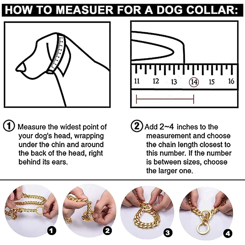 Dog P Chrome Plated Metal Dog Training Choke and Collar, Fully Guaranteed, Against Rust Tarnish or Breakage, Recommended