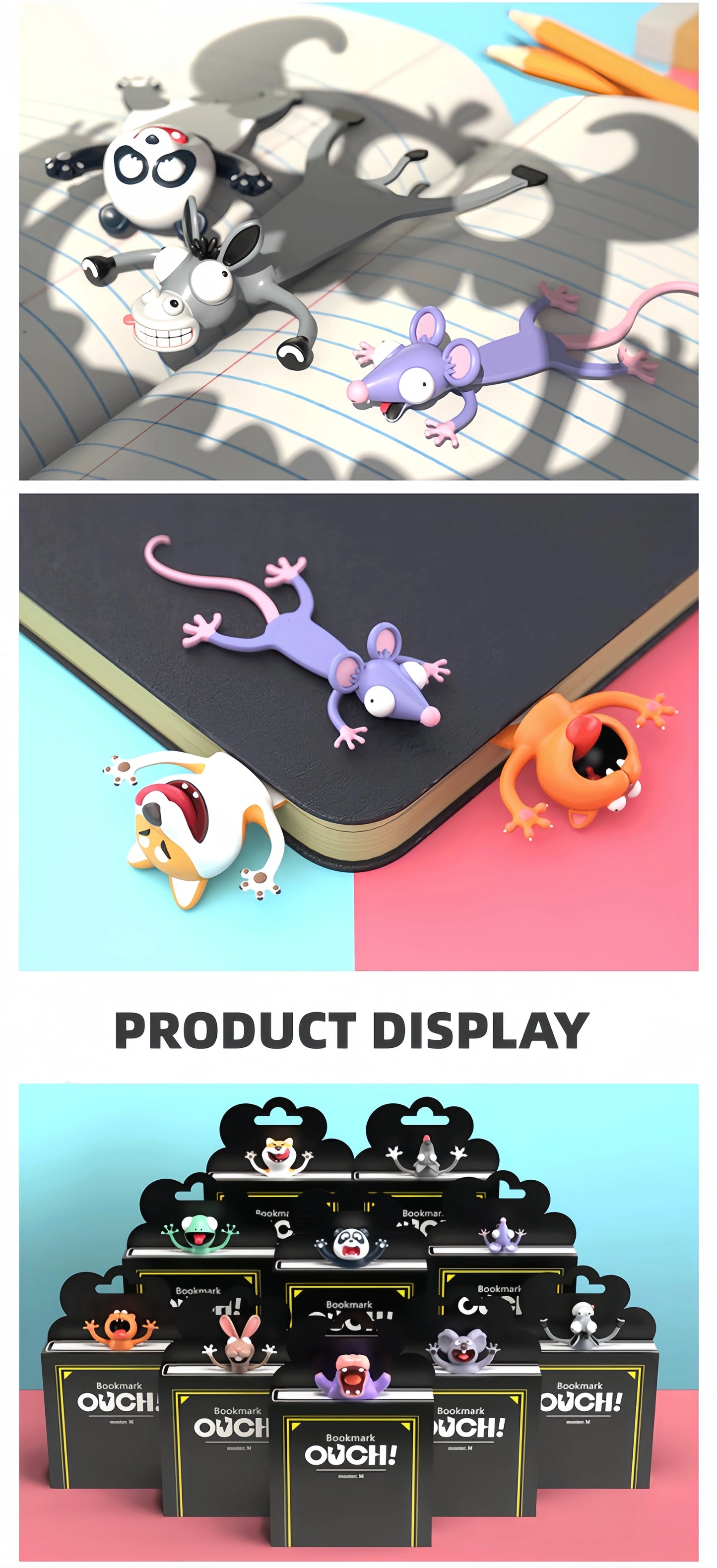 3D Animal Bookmark Original PVC Creative Text Create Cute Funny Cat Stationery