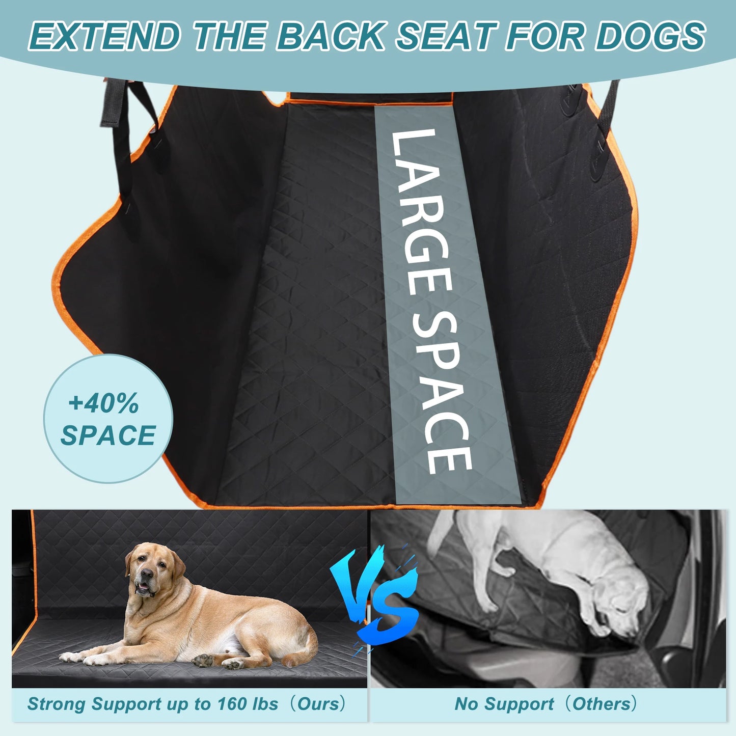 UXCELL Dog Car Seat Cover for Back Seat 600D Oxford Cloth Waterproof Pet Hammock for Car Truck SUV