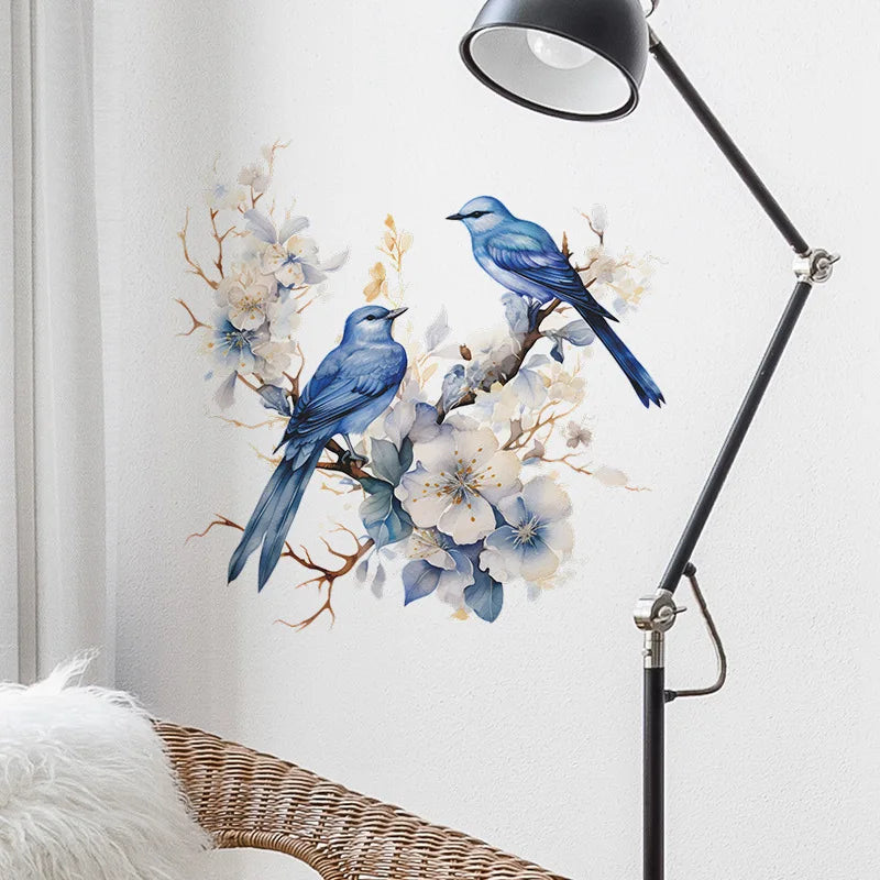 1PCS Painted Branches Flower Birds Bedroom Living Room Porch Home Background Decoration Beautify Wall Paste Self-adhesive