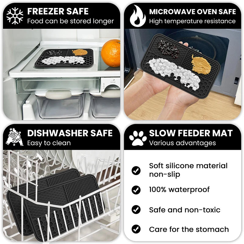 Pet Placemat Cat Feeding Mat Dog Slow Food Mat Cats Feeding Pads Solid Color Silicone Non-Slip Pet Supplies