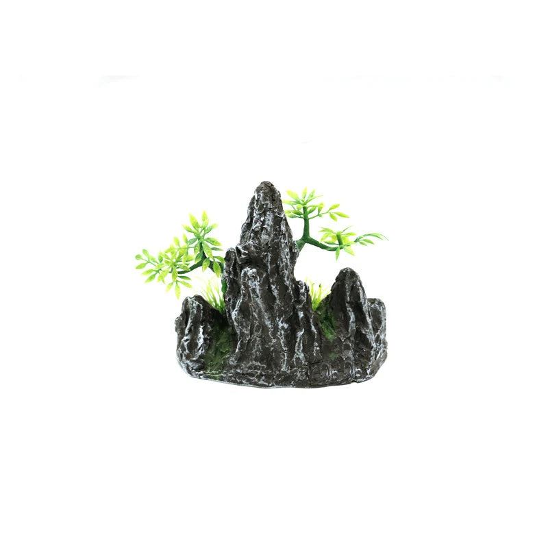 Resin Aquarium Rockery Mountain Decoration Artificial View Rock Cave Stone Tree Fish Tank Ornament Pet Supplies Home Decor