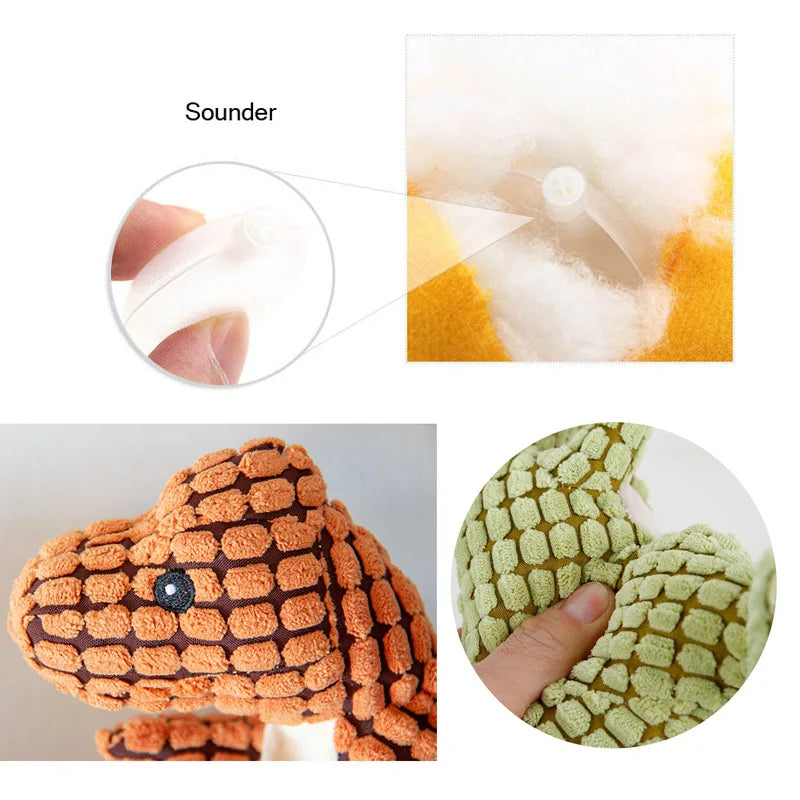 Soft Plush Squeaky Dog Toys Cartoon Cute Dinosaur Pets Cat Toy Outdoor Play Interactive Small Dog Chew Molar Toys