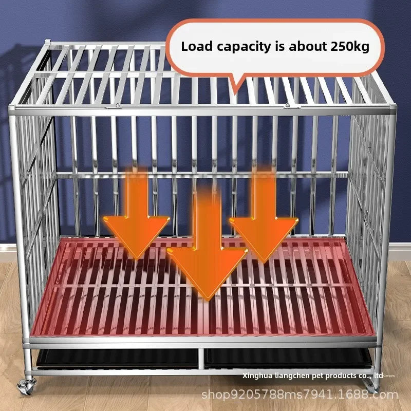 Stainless steel dog cage with partition mother and child cage square tube double cage large pet golden retriever ken