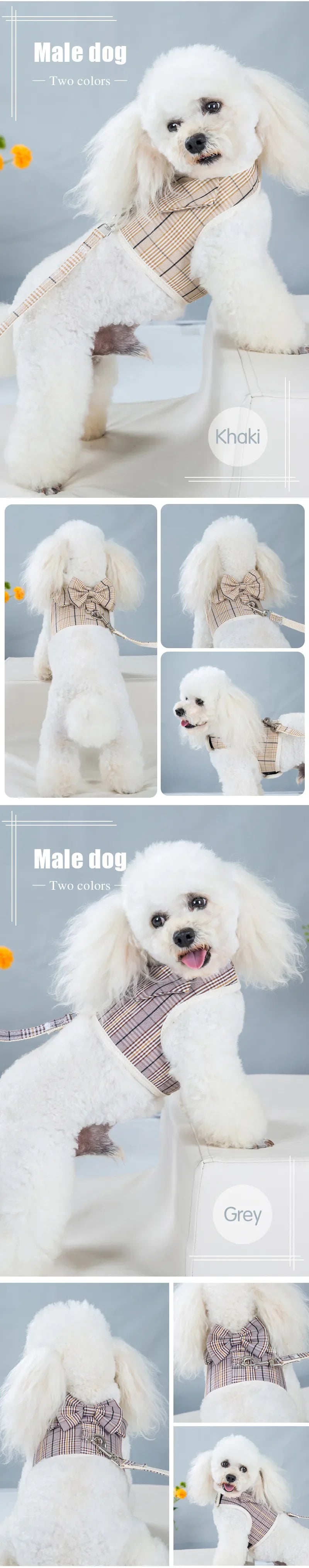 2023New Dog Harness Elegant Comfortable Breathable Pet Dress Collar For Small Dogs Fashion Lovers Vest Dog Harness and Leash Set