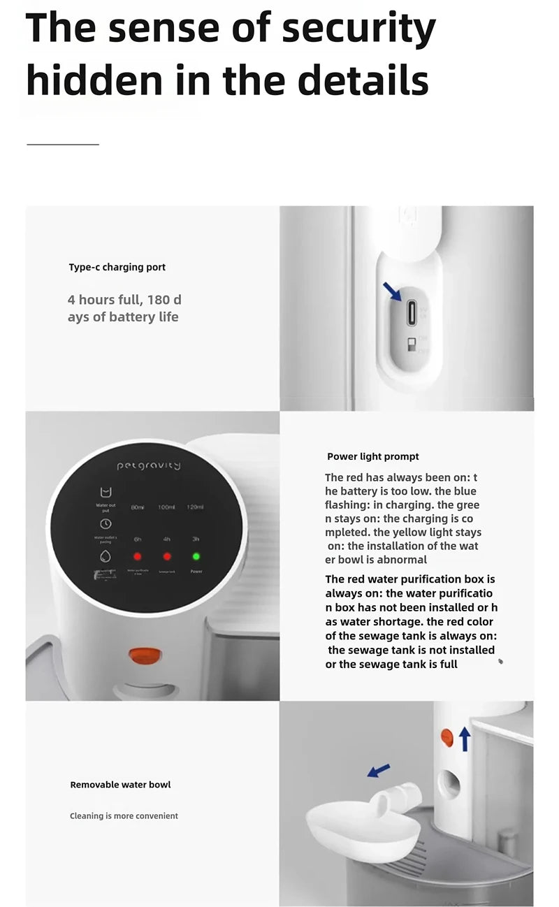 Dispenser cat water fountain Moving water unplugged Automatic water feeder pet dog drinker pet feeder cat fountain
