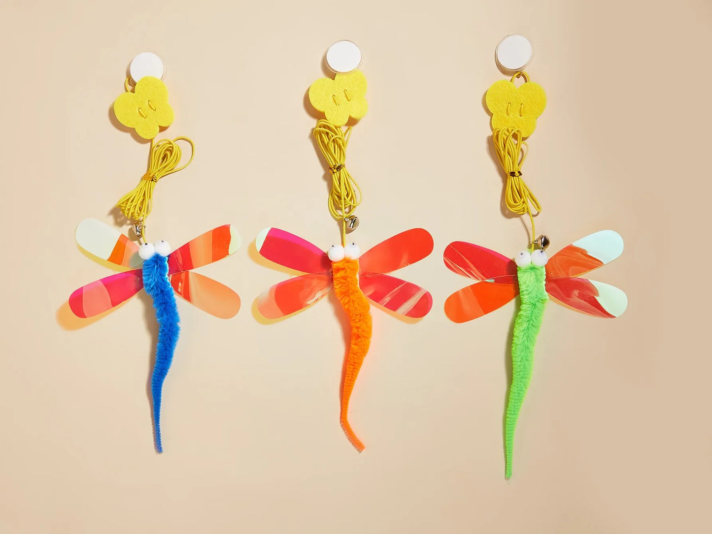 Cat Toy Cat Teaser Stick Three Color Dragonfly Hanging With Adjustable And Adjustable Self Cat Teaser Toy Swing Cat Teaser Stick