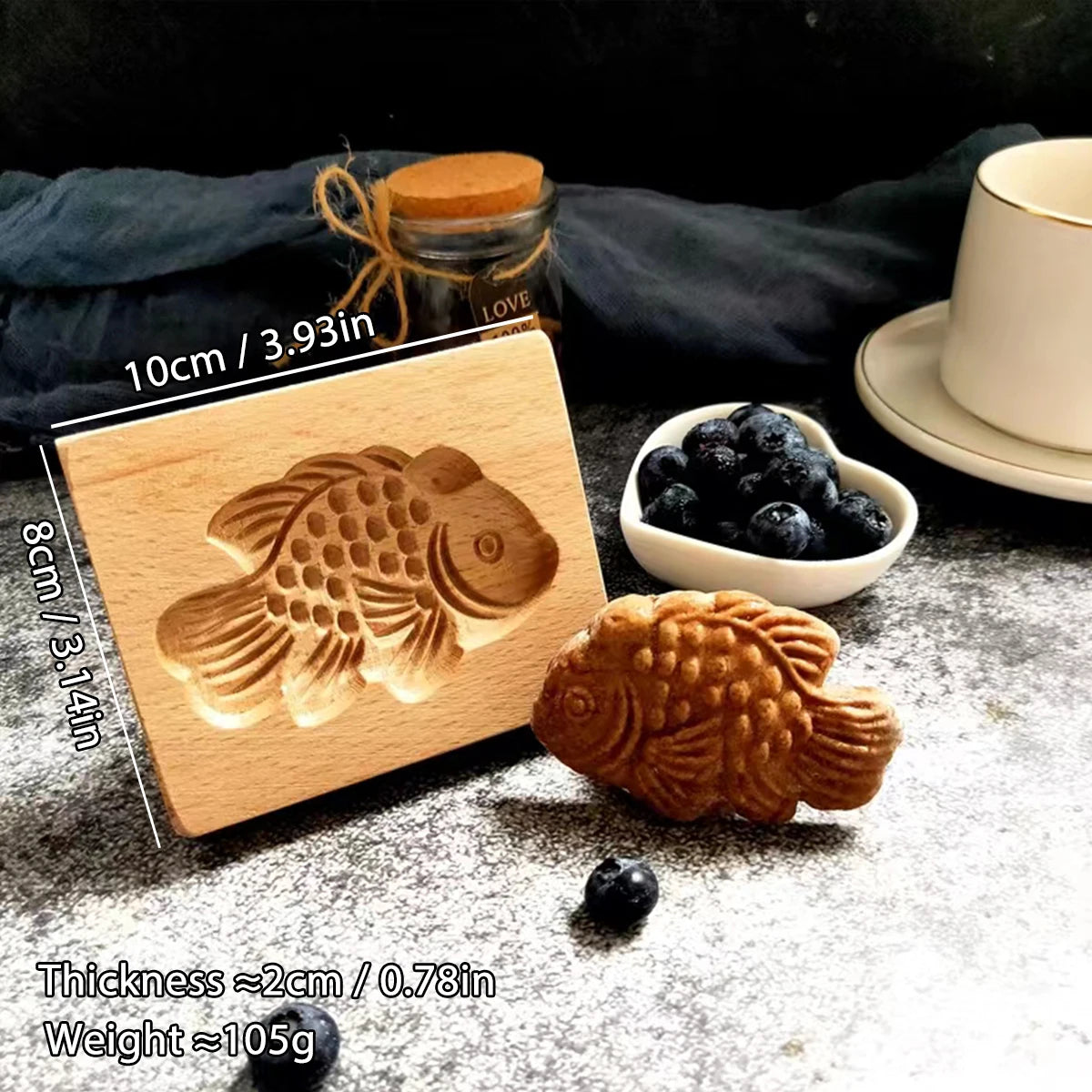 1PC Wood Cookie Mold, Animals Patterns, 3D Carved Embossed Biscuit Cutter Moulds, Fish, Bird, Bear, Sheep, Tiger, Horse, Squirre