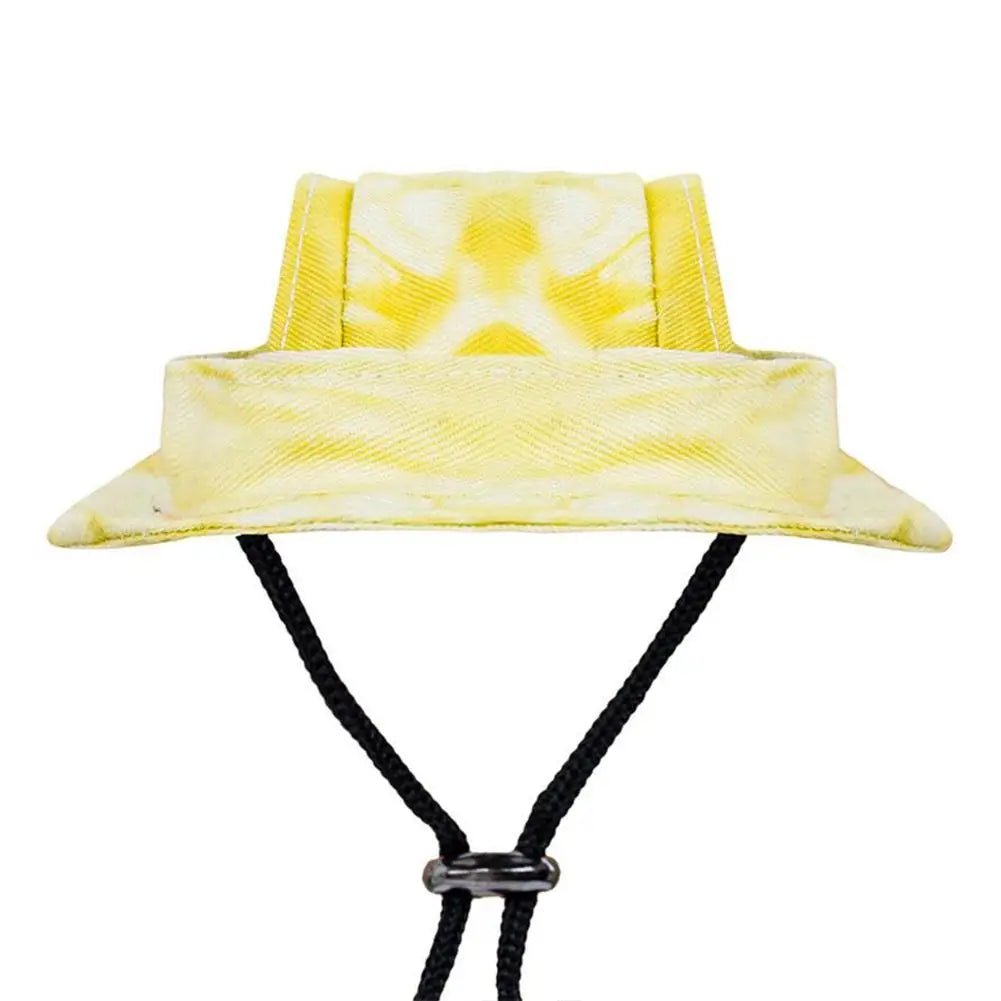 Dog And Cat Sun Hat Anti-strangle Hat Anti-fall Exposed Ears Adjustable Rope Buckle Bucket Hat Pet Supplies Colorful Large Size
