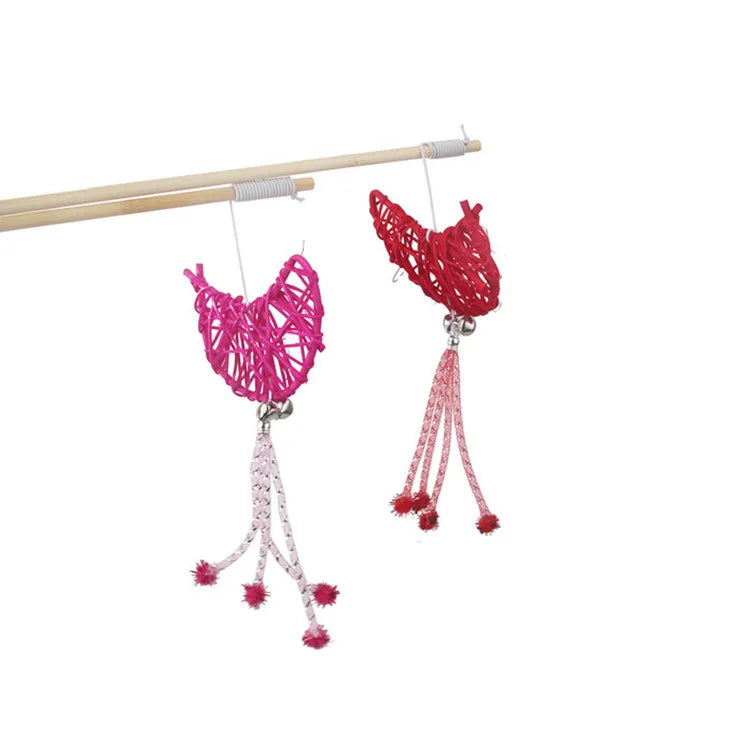 Cat Toy Cat Teaser Sticks Wooden Cat Stick Moon Rattan Molar Bite-resistant Cat Stick Cat Toy