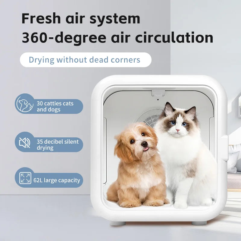 Automatic Pet Dryer Box Ultra Quiet Smart Temperature Control Dryer Sheets Pet Hair 360° Efficient For Cats And Small Dogs