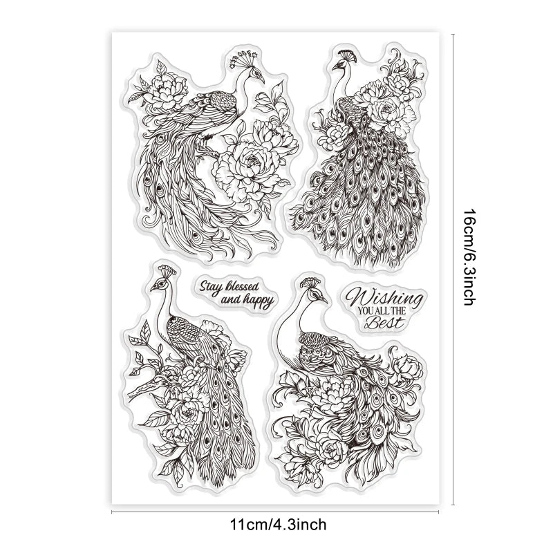 1pcs Bird Branch Silhouette Clear Stamps Birds Trees Clear Rubber Stamps Silicone for DIY Scrapbooking Photo Album 6.3x4.33inch
