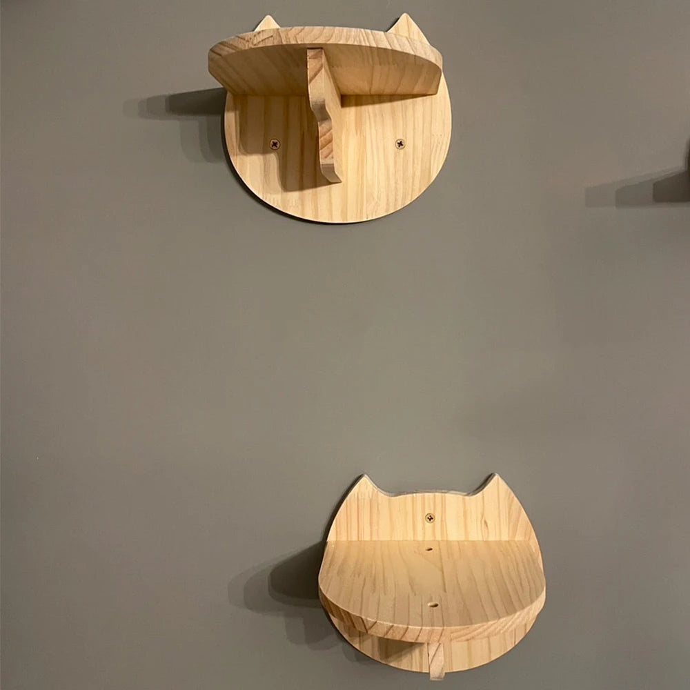 Cat Wall Climbing Frame Wall Mounted Cat Tree Furniture Wooden Stairway Shelves for Cats Perches Activity Cat Scratching Post
