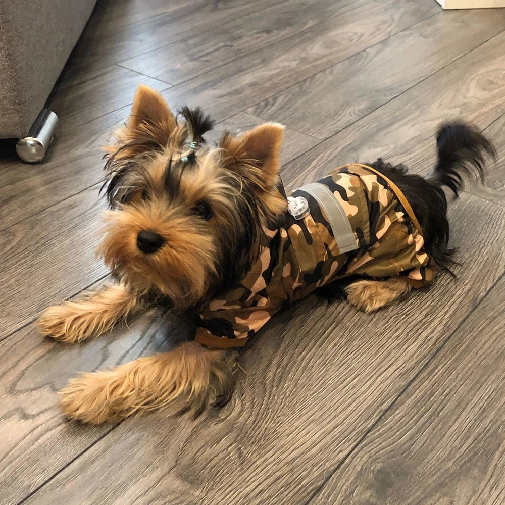 Dogs Raincoat Adjustable Puppy Dog Raincoat Waterproof 4 Legs Raincoat for Small Dogs Outdoor Pet Poncho with Reflective Strap