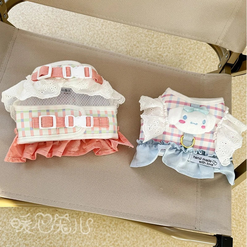 Cute Animal Lace Pet Vest Harness Handmade Lattice Vest for Small Dogs Bichon Frise Princess Summer Clothes Leash Accessories