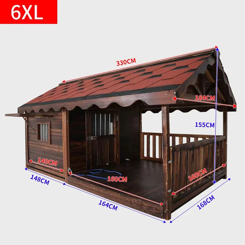 Outdoor Dog House Solid Wood Waterproof Large Dog Golden Retriever Kennel Rainproof Kennel Pet Villa Summer Outdoor Dog House