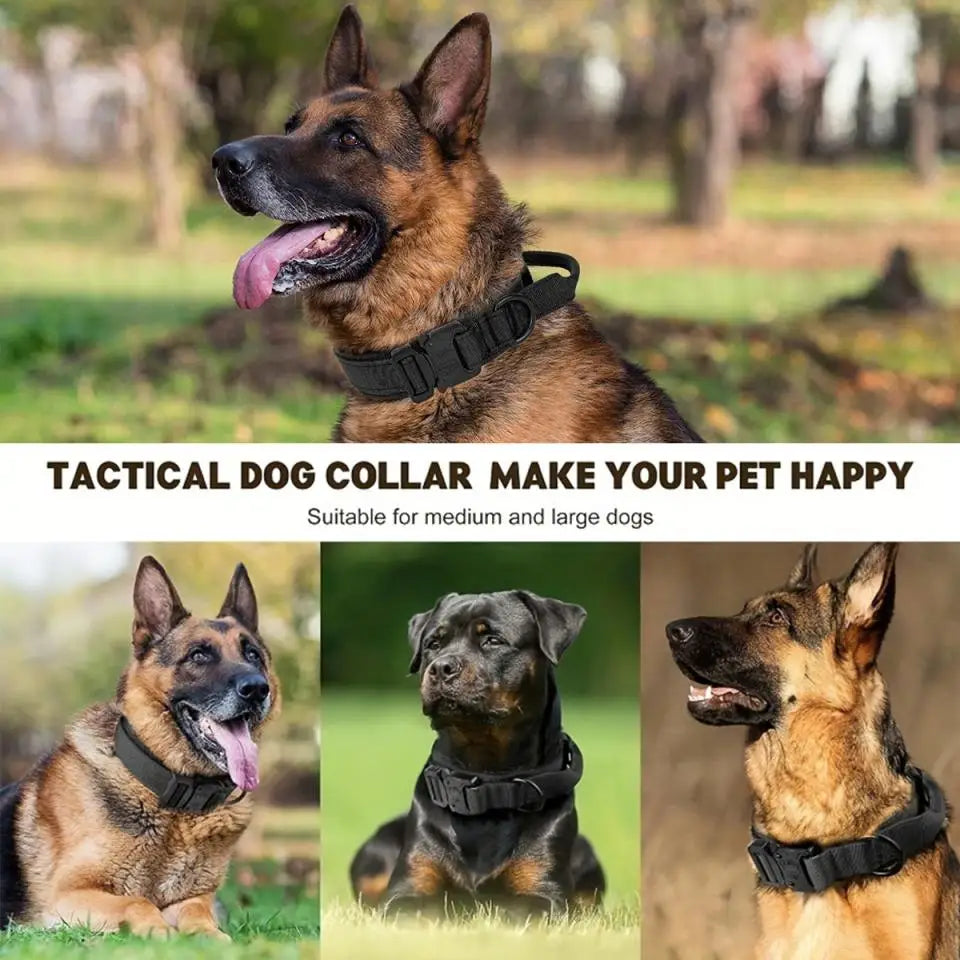 Tactical Dog Collar Leash Nylon Walking Training Pet Collar Set for Medium Large Dogs German Shepherd Dog Collar with Handle